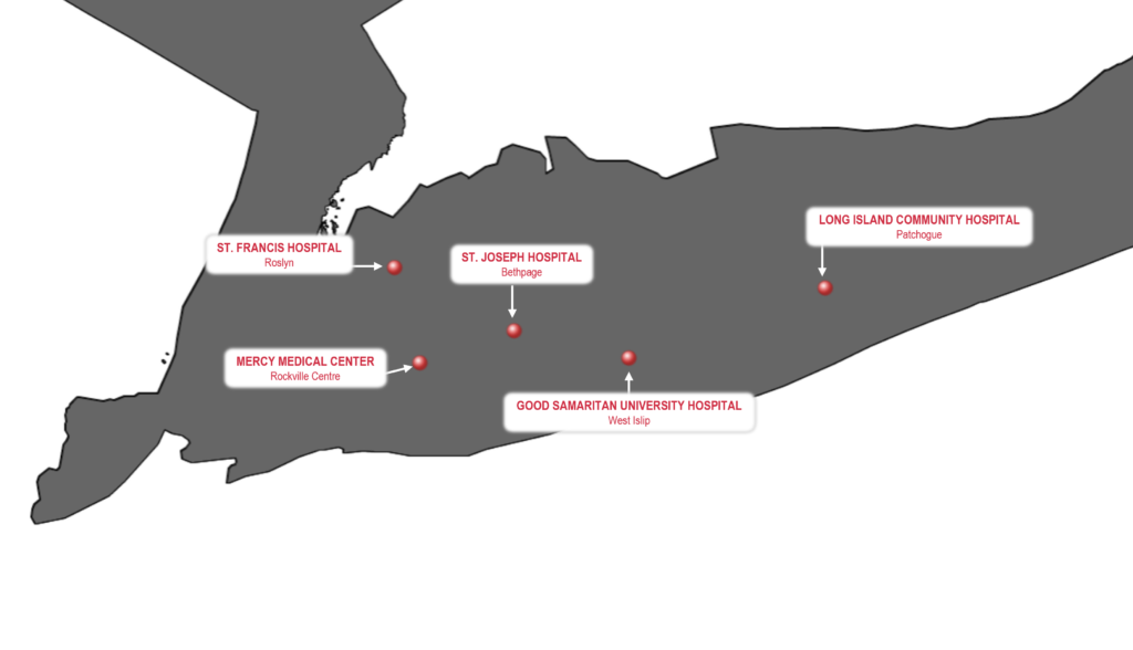 State of New York with multiple hospital locations.